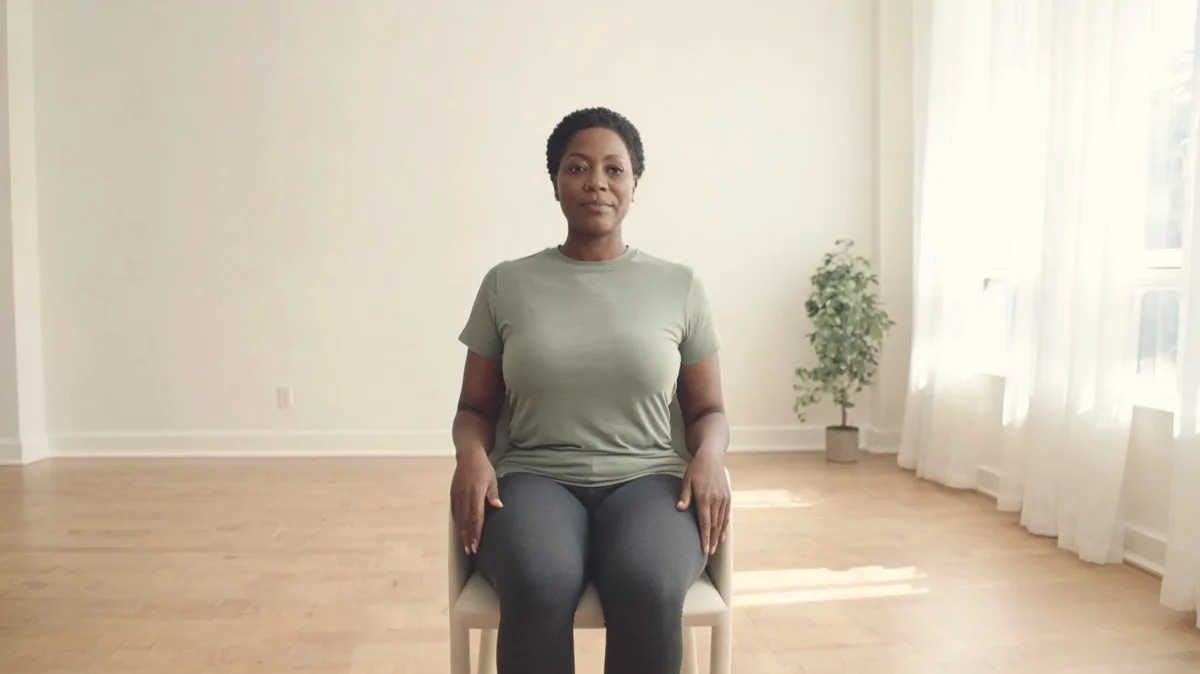 Seated shoulder blade squeeze with an open chest
