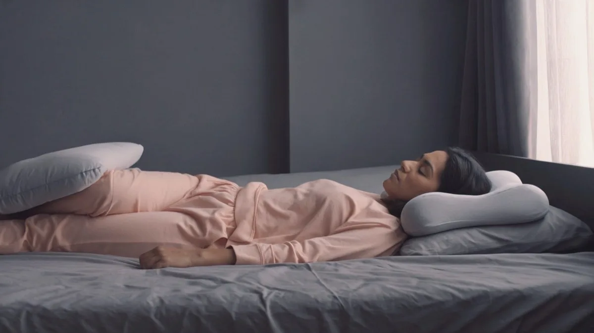 Back sleeping with a contour pillow and knee support