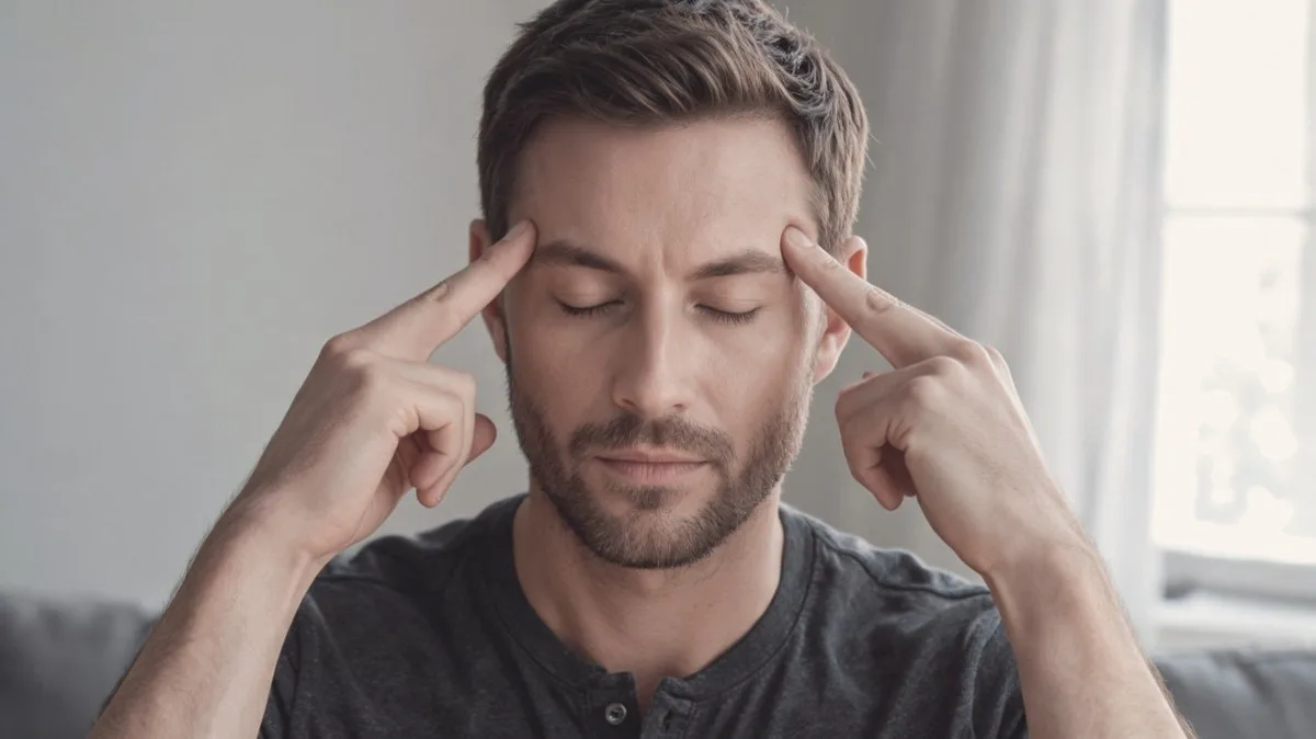 Gentle fingertip pressure on the temples
