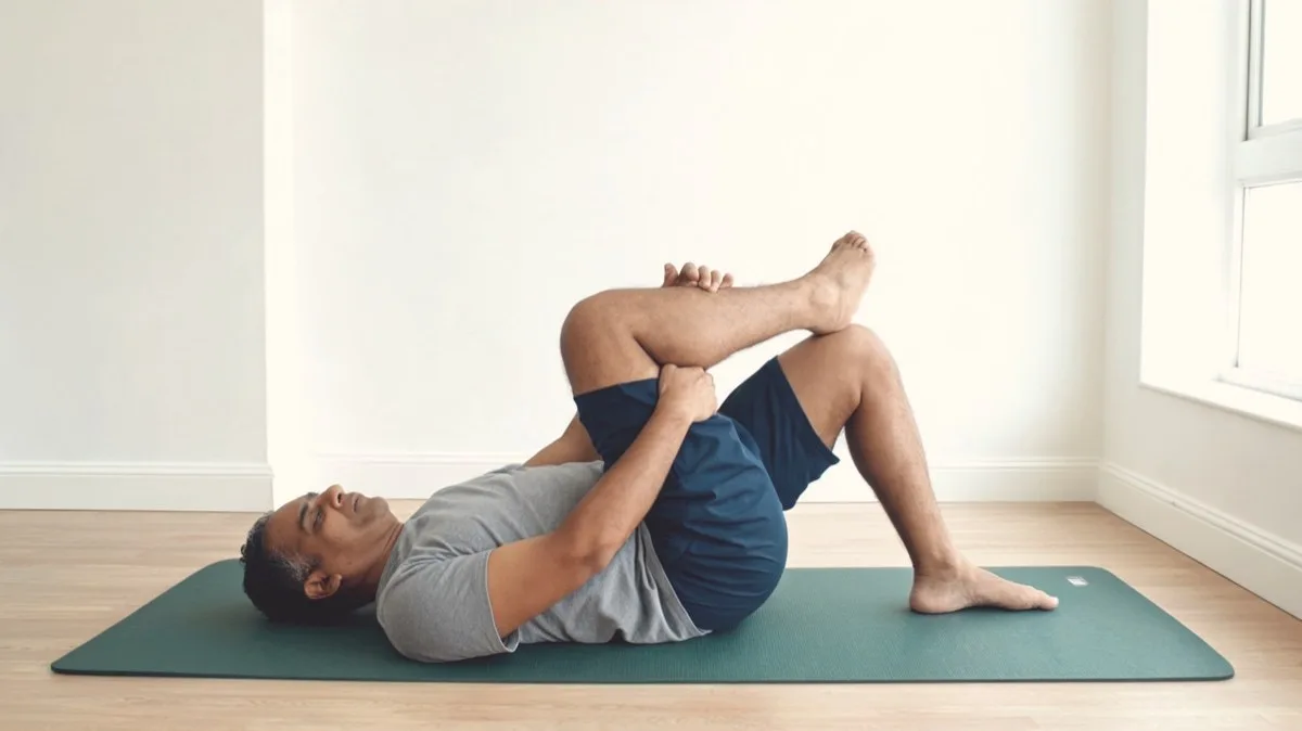 Figure-four stretch with ankle crossed over the opposite knee
