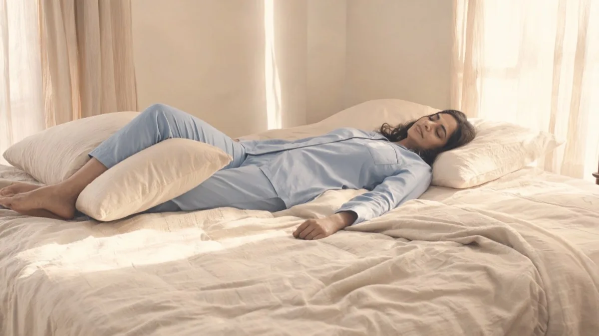 Back sleeping with a pillow under the knees