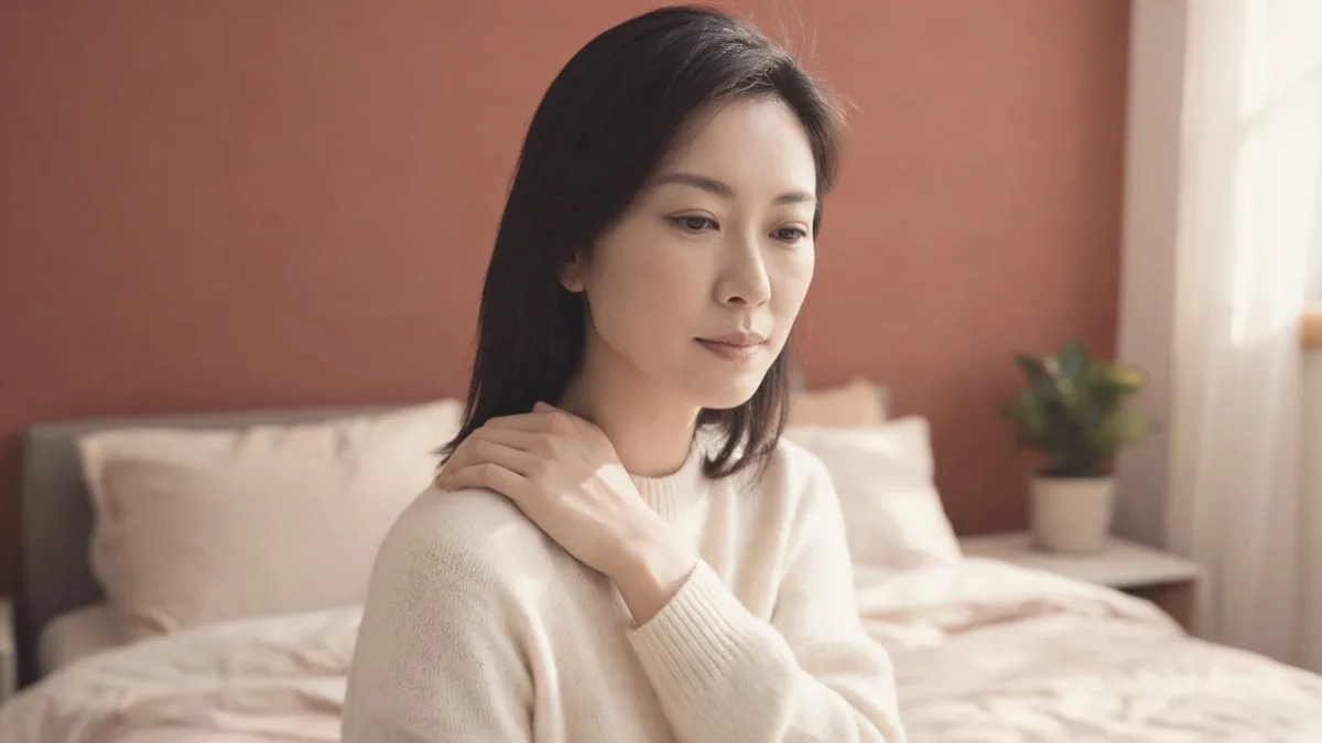 Kneading the top of the opposite shoulder in a trapezius squeeze